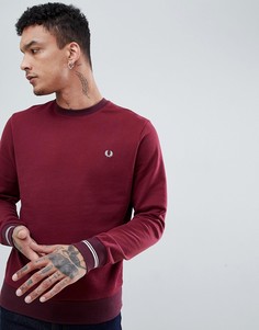 Бордовый свитшот с круглым вырезом Fred Perry - Красный