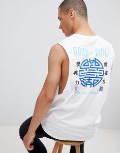 Футболка без рукавов с заниженными проймами и принтом ASOS DESIGN - Белый