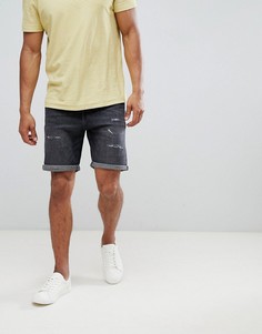 Состаренные джинсовые шорты Selected Homme - Серый