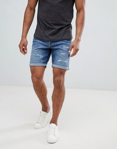 Состаренные джинсовые шорты Selected Homme - Синий