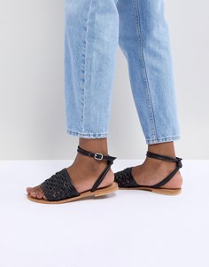 Кожаные плетеные сандалии ASOS DESIGN - Черный