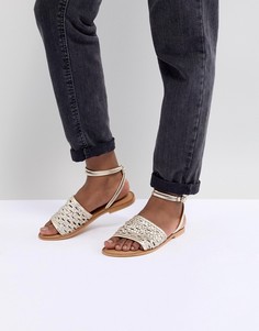 Кожаные плетеные сандалии ASOS DESIGN - Золотой