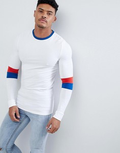 Белый обтягивающий лонгслив с контрастными рукавами ASOS DESIGN - Белый