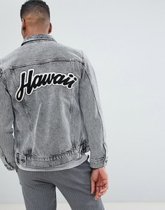 Джинсовая куртка с набивкой флок Selected Homme - Черный