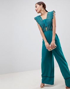 Комбинезон с кружевным лифом и широкими штанинами ASOS DESIGN - Синий