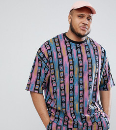 Свободная футболка с ацтекским принтом в стиле 80-х ASOS DESIGN Plus - Розовый