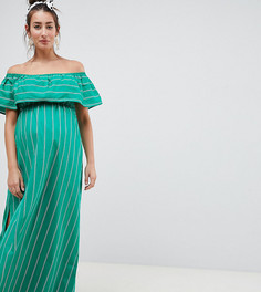 Длинное платье бандо в полоску ASOS DESIGN Maternity - Мульти