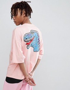 Оверсайз-футболка с принтом динозавра на спине ASOS DESIGN - Розовый