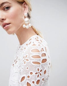 Серьги-подвески с искусственным жемчугом ASOS DESIGN - Золотой