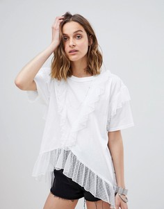 Сетчатая oversize-футболка в горошек Anna Sui - Белый