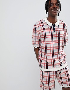 Белая трикотажная футболка-поло в клетку ASOS DESIGN - Белый