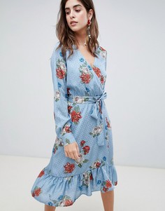 Платье с запахом и цветочным принтом Gestuz Natacha - Синий