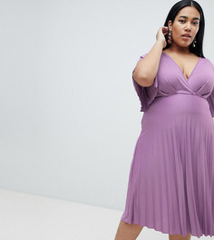 Плиссированное платье миди ASOS DESIGN Curve - Фиолетовый