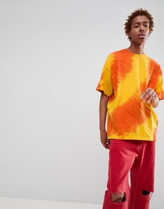 Желтая длинная oversize-футболка с принтом тай-дай ASOS DESIGN - Желтый