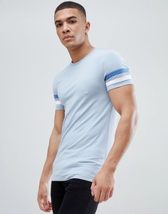 Обтягивающая футболка с контрастными вставками на рукавах ASOS DESIGN - Синий