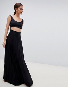 Платье макси с плиссировкой и кроп-топом ASOS DESIGN - Черный