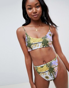 Плавки бикини с высоким вырезом и принтом ASOS DESIGN - Мульти
