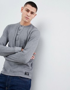 Серый лонгслив на пуговицах из вафельного трикотажа Abercrombie &amp; Fitch - Серый