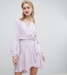 Лиловое платье мини с запахом Flounce London - Фиолетовый