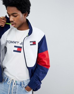 Спортивная куртка синего/красного/белого цвета в стиле 90-х Tommy Jeans - Темно-синий