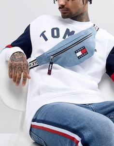 Джинсовая сумка-кошелек на пояс из капсульной коллекции в стиле 90-х с логотипом-флагом Tommy Jeans - Синий