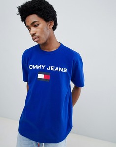 Ярко-синяя футболка в стиле 90-х с круглым вырезом и логотипом Tommy Jeans Capsule - Синий