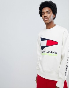 Белый свитшот в стиле 90-х с круглым вырезом и логотипом Tommy Jeans Sailing Capsule - Белый
