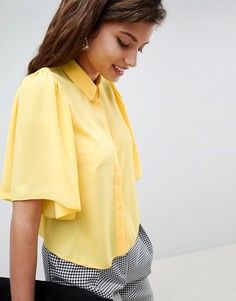Укороченная желтая рубашка с рукавами клеш ASOS DESIGN - Желтый