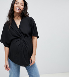 Черный топ с рукавами кимоно и перекрутом ASOS DESIGN Maternity - Черный