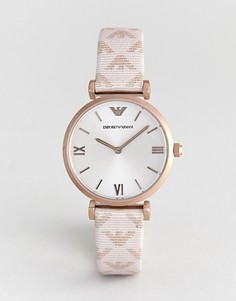 Часы с кожаным ремешком и логотипом Emporio Armani AR11126 Gianni - Розовый