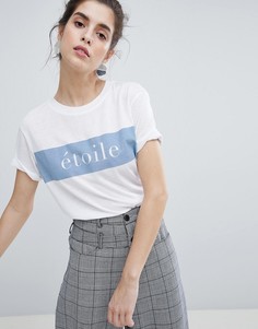 Свободная футболка с принтом Etoile Neon Rose - Белый