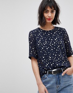 Блузка в горошек Vero Moda - Темно-синий