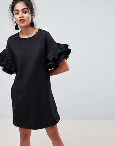 Платье А-силуэта с оборками на рукавах Parisian - Черный