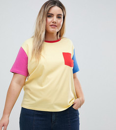 Футболка колор блок с карманом ASOS DESIGN Curve - Мульти