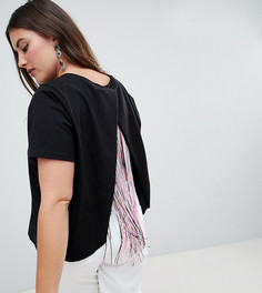 Черная футболка с запахом и бахромой ASOS DESIGN Curve - Черный