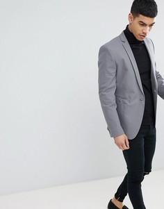 Темно-серый облегающий блейзер из хлопка ASOS DESIGN - Серый