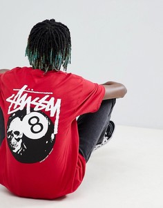 Красная футболка с принтом логотипа на спине Stussy - Красный