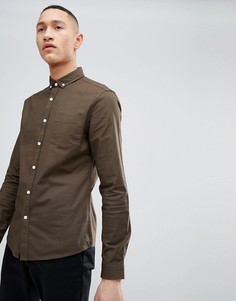 Приталенная оксфордская рубашка цвета хаки в стиле casual от ASOS DESIGN - Зеленый