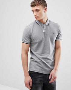 Серая меланжевая футболка-поло с контрастной отделкой Fred Perry - Серый