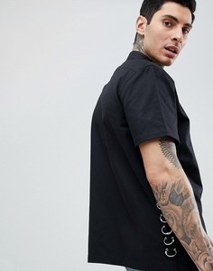 Черная oversize-рубашка на кнопках с кольцами ASOS DESIGN - Черный