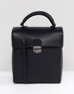 Кожаная сумка через плечо с застежкой ASOS DESIGN - Черный