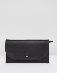 Кожаный кошелек с клапаном и заклепками ASOS DESIGN - Черный