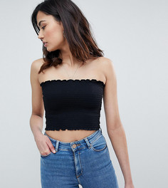 Присборенный кроп-топ бандо ASOS DESIGN Tall - Черный