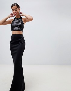 Платье макси с пайетками на лифе ASOS DESIGN - Черный
