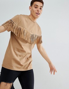 Фестивальная свободная футболка с бахромой и заклепками ASOS DESIGN - Рыжий