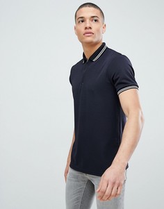 Черное поло с контрастной отделкой и молнией Burton Menswear - Черный