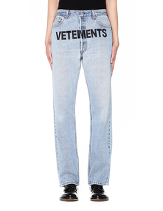Голубые джинсы с вышитым лого Vetements