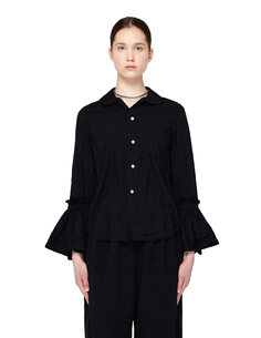 Черная блузка с рюшами на рукавах Comme des Garcons CdG