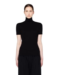 Черный топ с воротом-стойкой Yohji Yamamoto