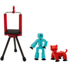 Игровой набор Zing "Stikbot" Студия с питомцем, Человечек с красной кошкой